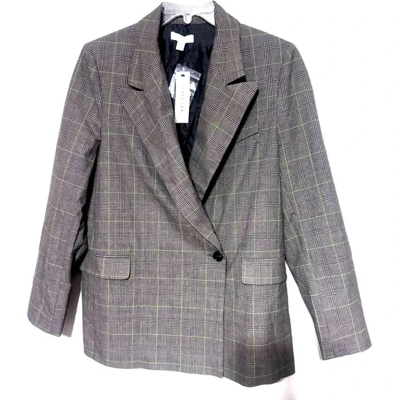 Topshop NWT Checked Blazer SZ 8 Brown Preppy Oversized Women's Plaid Jacket NWT - Picture 5 of 8